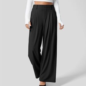 NWT - 086H - High Waisted Plicated Side Pocket Wide Leg Waffle Work Pants